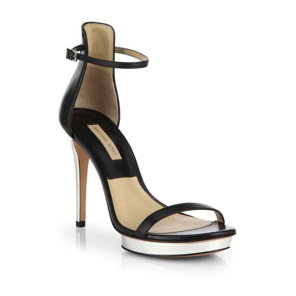 Michael Kors Collection Women's Doris Leather Ankle Strap Platform Heels sz 38 - Picture 1 of 12